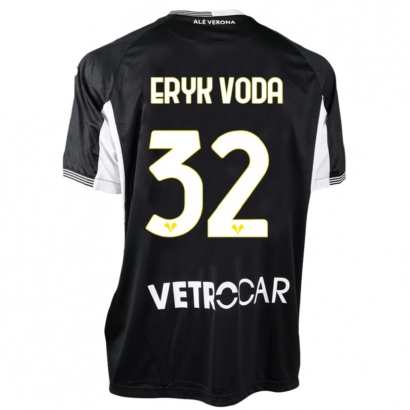 Danxen Niño Camiseta Eryk Vodă #32 Negro Blanco Portero Equipación 2025/26 La Camisa México