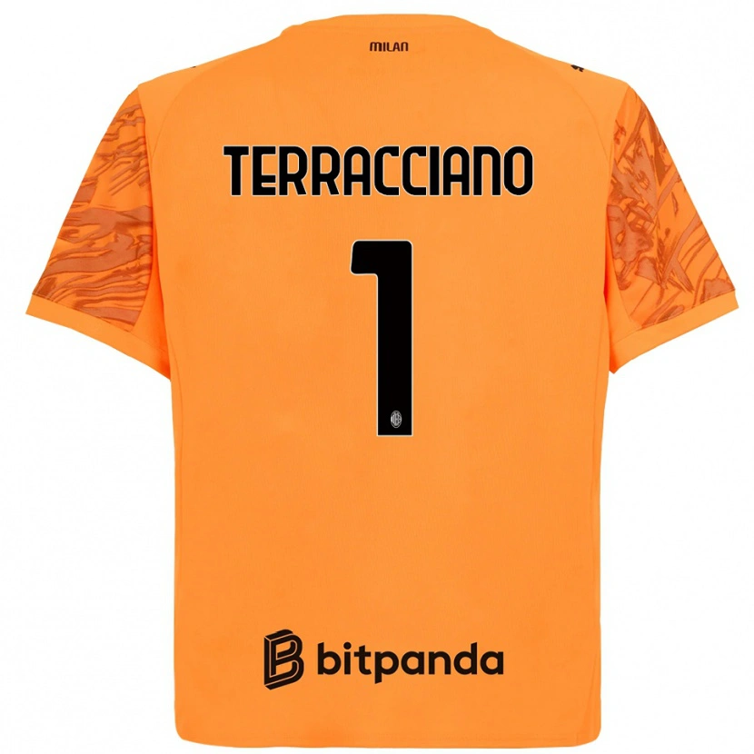 Danxen Niño Camiseta Pietro Terracciano #1 Naranja Amarillo Negro Portero Equipación 2025/26 La Camisa México