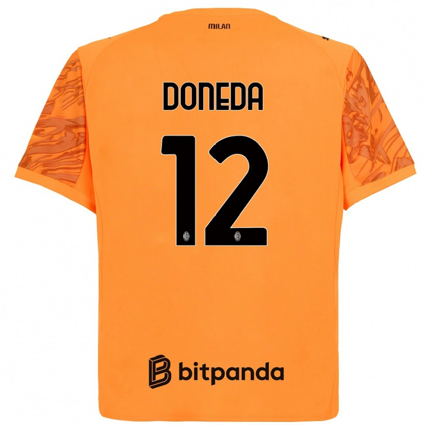Danxen Niño Camiseta Paolo Doneda #12 Naranja Amarillo Negro Portero Equipación 2025/26 La Camisa México