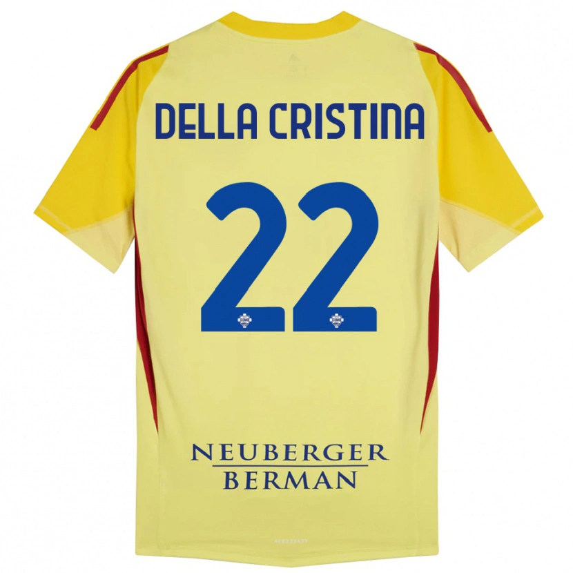 Danxen Niño Camiseta Stefano Della Cristina #22 Amarillo Claro Negro Portero Equipación 2025/26 La Camisa México