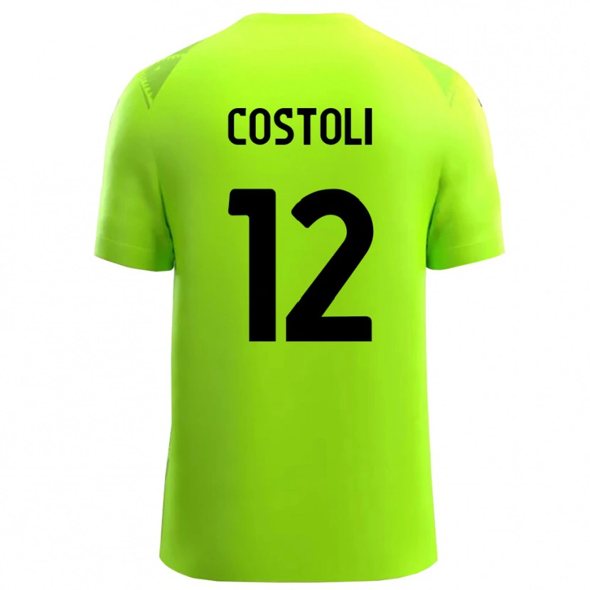 Danxen Niño Camiseta Luca Costoli #12 Verde Césped Negro Portero Equipación 2025/26 La Camisa México