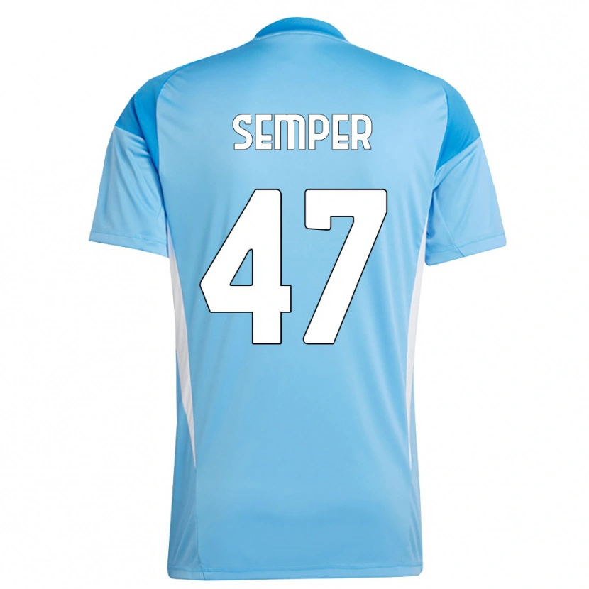 Danxen Niño Camiseta Adrian Semper #47 Azul Cielo Blanco Portero Equipación 2025/26 La Camisa México
