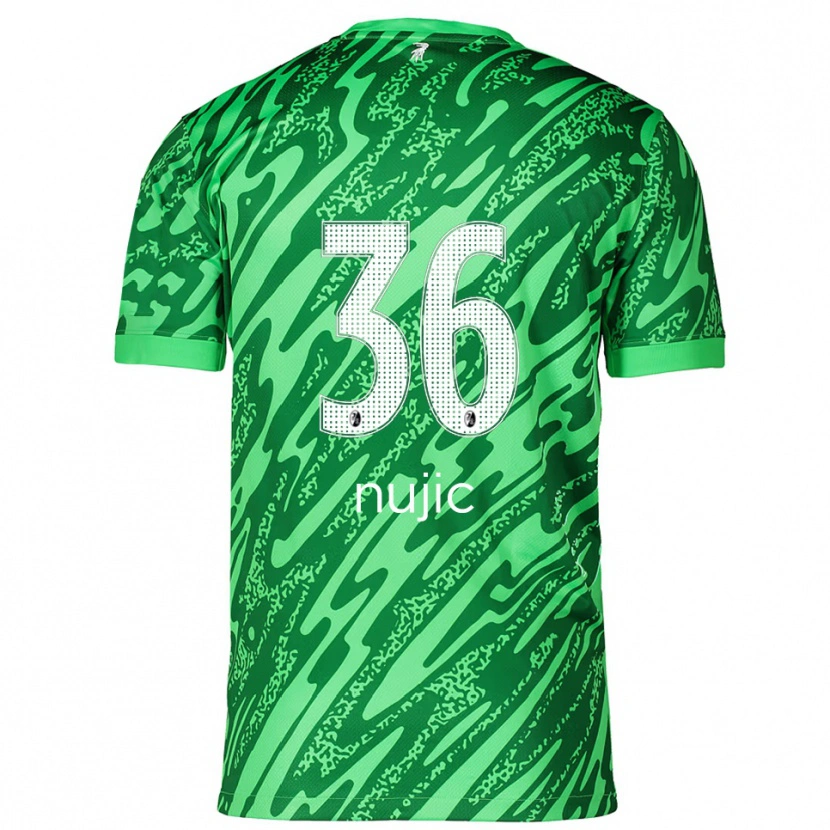 Danxen Niño Camiseta Luka Nujic #36 Verde Blanco Portero Equipación 2025/26 La Camisa México