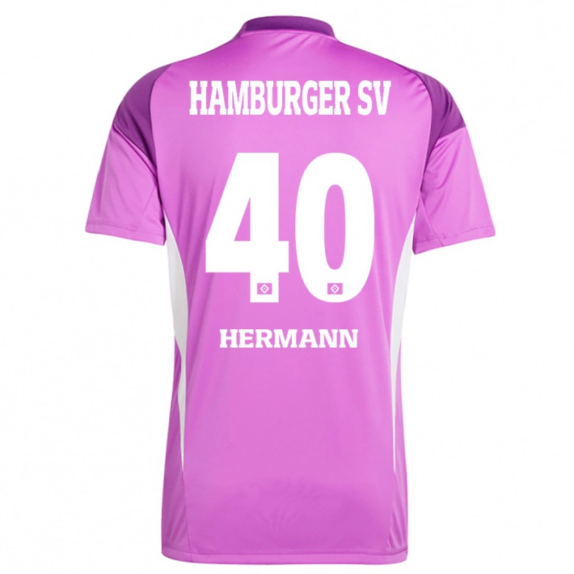 Danxen Niño Camiseta Hannes Hermann #40 Blanco Lila Púrpura Portero Equipación 2025/26 La Camisa México