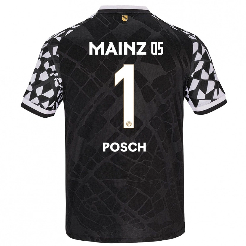 Danxen Niño Camiseta Daniel Posch #1 Negro Blanco Portero Equipación 2025/26 La Camisa México