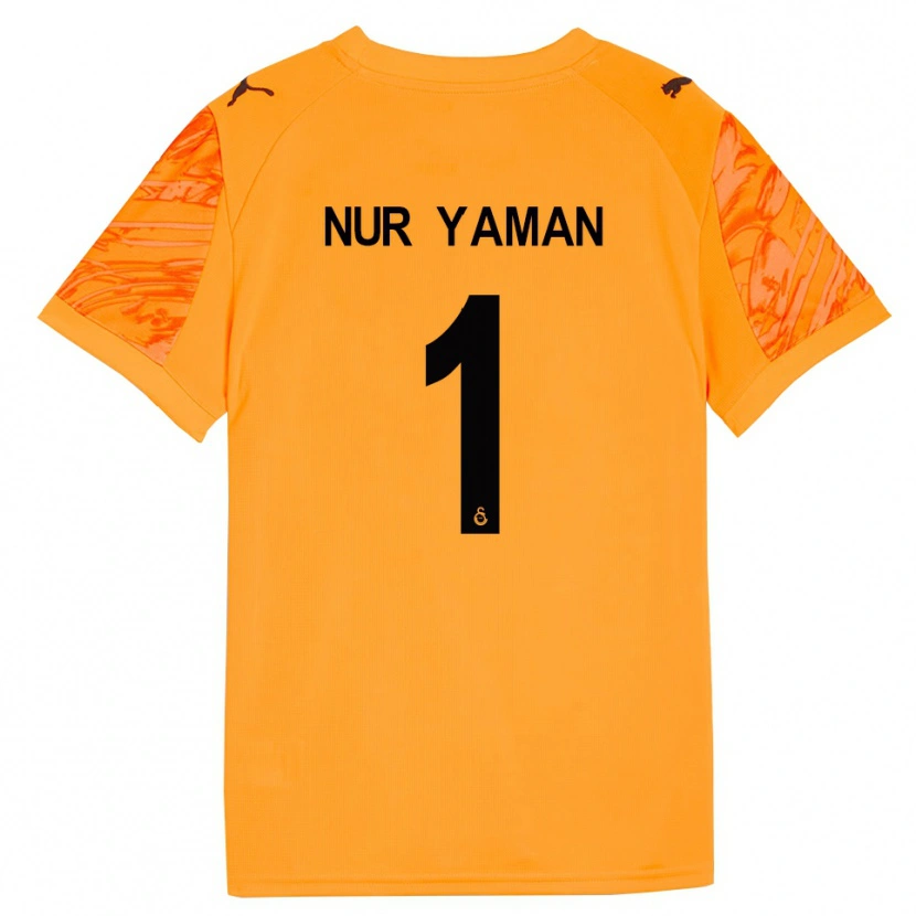 Danxen Niño Camiseta Gamze Nur Yaman #1 Naranja Oscuro Negro Portero Equipación 2025/26 La Camisa México