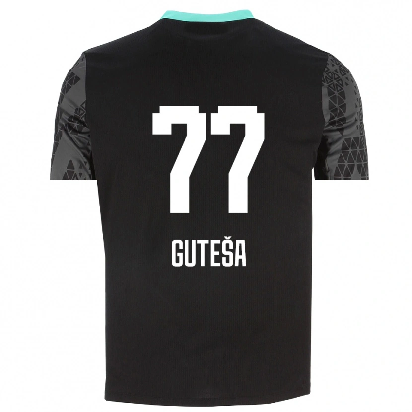 Danxen Niño Camiseta Ivan Guteša #77 Gris Tenue Negro Portero Equipación 2025/26 La Camisa México