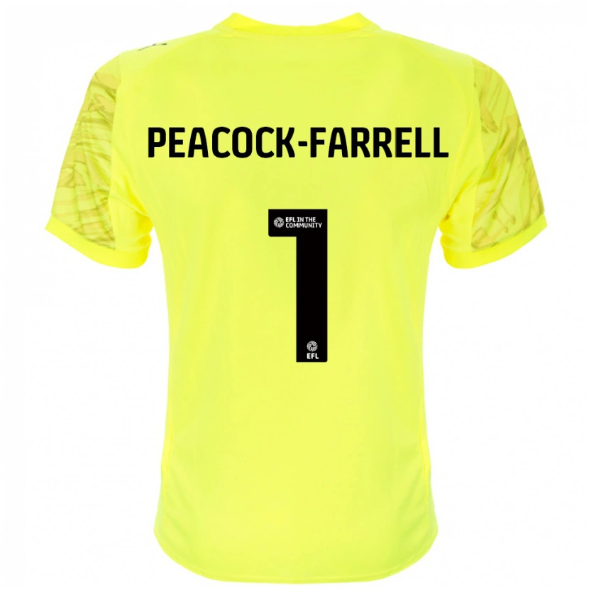 Danxen Niño Camiseta Bailey Peacock-Farrell #1 Negro Amarillo Portero Equipación 2025/26 La Camisa México