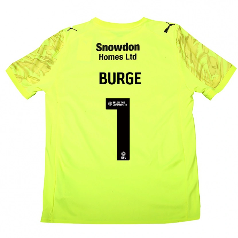 Danxen Niño Camiseta Lee Burge #1 Verde Fluorescente Portero Equipación 2025/26 La Camisa México
