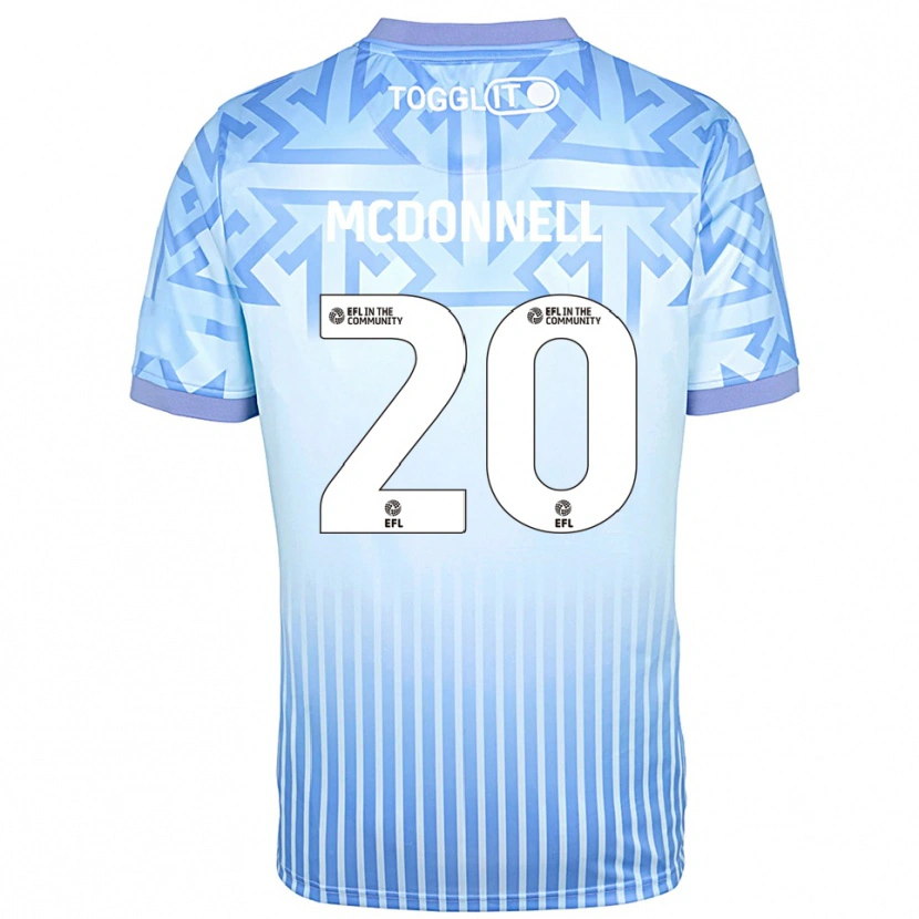 Danxen Niño Camiseta Joe McDonnell #20 Blanco Azul Claro Portero Equipación 2025/26 La Camisa México