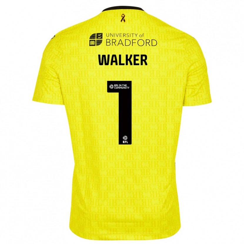 Danxen Niño Camiseta Sam Walker #1 Negro Amarillo Portero Equipación 2025/26 La Camisa México
