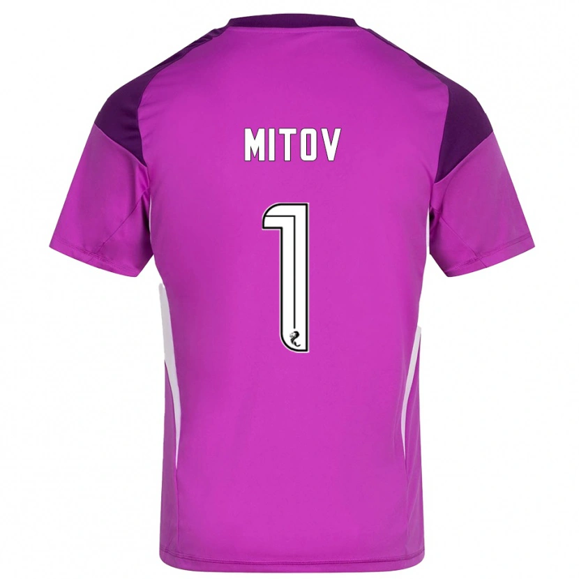 Danxen Niño Camiseta Dimitar Mitov #1 Magenta Morado Portero Equipación 2025/26 La Camisa México
