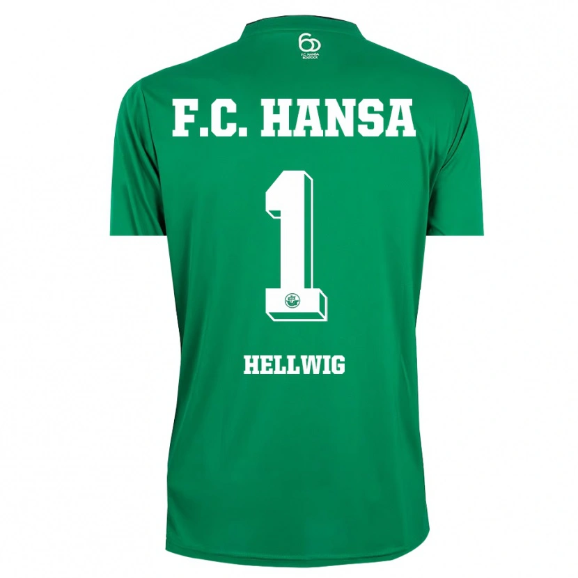 Danxen Niño Camiseta Merle Hellwig #1 Verde Oscuro Blanco Portero Equipación 2025/26 La Camisa México