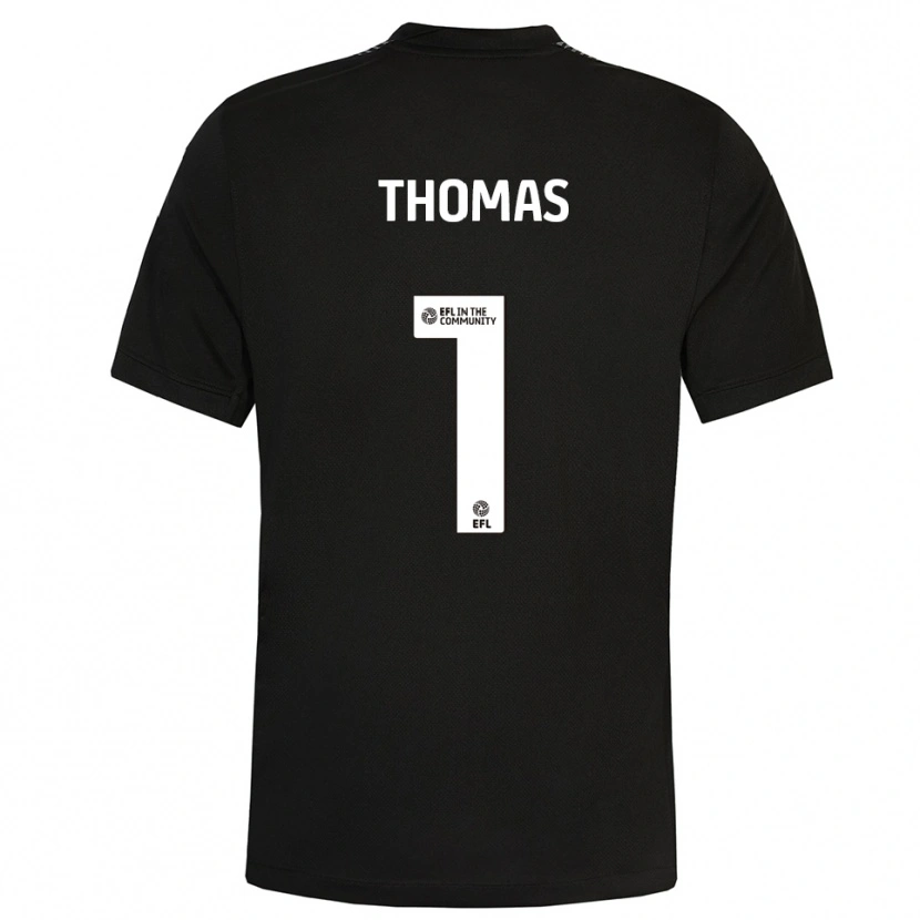 Danxen Niño Camiseta Lucy Thomas #1 Negro Blanco Portero Equipación 2025/26 La Camisa México