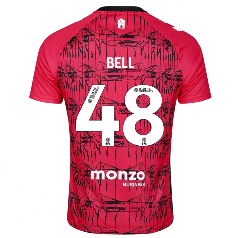 Danxen Niño Camiseta Luke Bell #48 Rojo Blanco Portero Equipación 2025/26 La Camisa México
