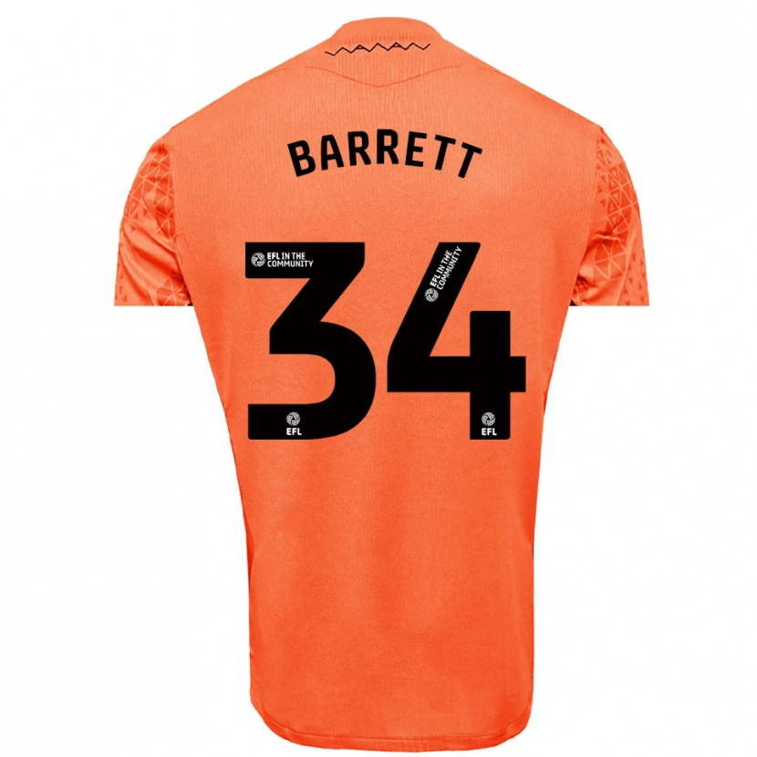 Danxen Niño Camiseta Killian Barrett #34 Negro Naranja Portero Equipación 2025/26 La Camisa México