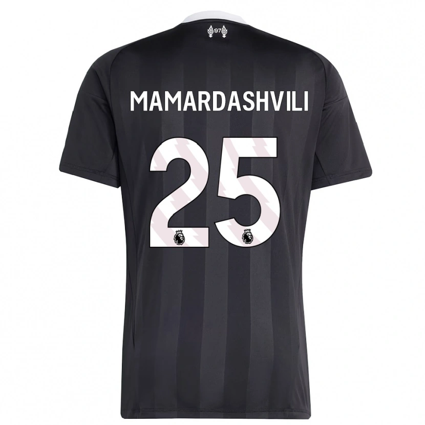 Danxen Niño Camiseta Giorgi Mamardashvili #25 Blanco Negro Portero Equipación 2025/26 La Camisa México