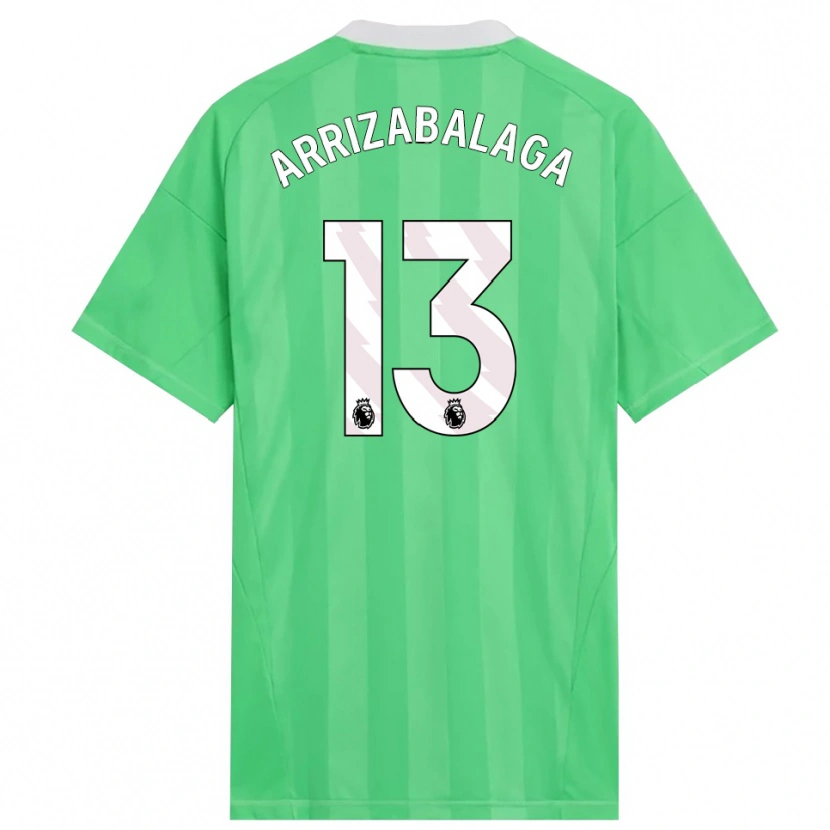Danxen Niño Camiseta Kepa Arrizabalaga #13 Verde Claro Blanco Portero Equipación 2025/26 La Camisa México