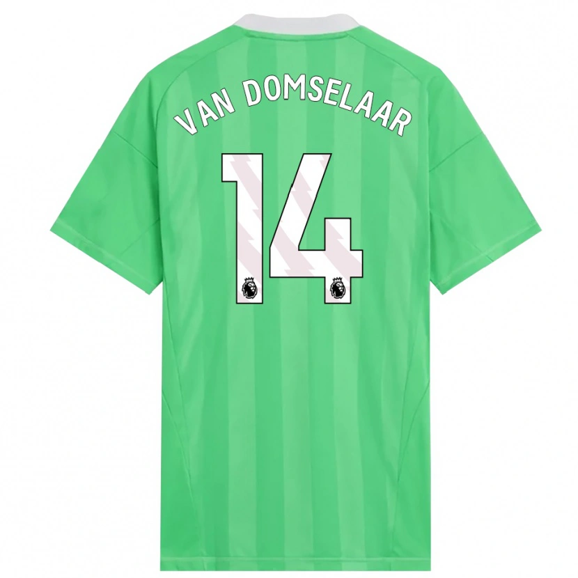 Danxen Niño Camiseta Daphne Van Domselaar #14 Verde Claro Blanco Portero Equipación 2025/26 La Camisa México