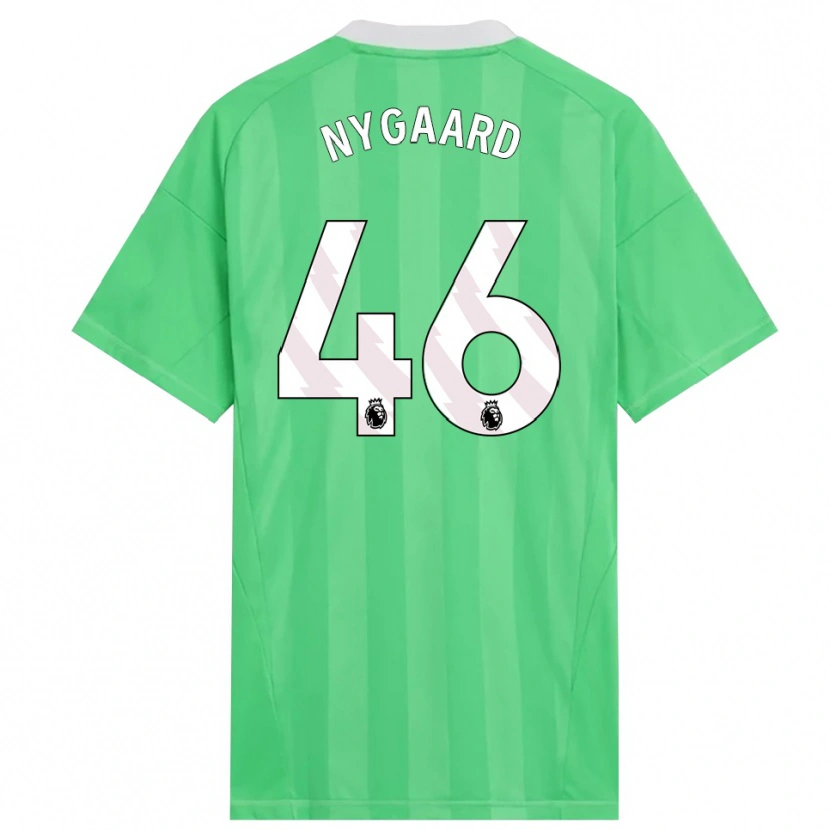 Danxen Niño Camiseta Lucas Nygaard #46 Verde Claro Blanco Portero Equipación 2025/26 La Camisa México