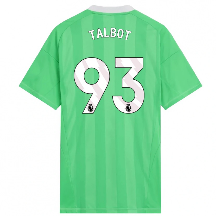 Danxen Niño Camiseta Jack Talbot #93 Verde Claro Blanco Portero Equipación 2025/26 La Camisa México