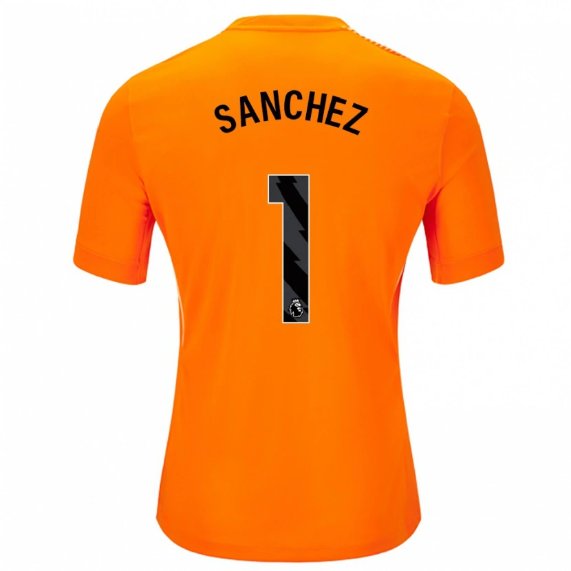 Danxen Niño Camiseta Robert Sánchez #1 Naranja Negro Portero Equipación 2025/26 La Camisa México