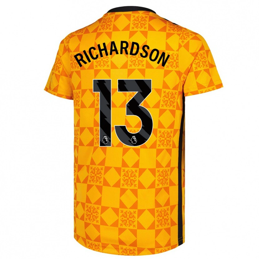 Danxen Niño Camiseta Adam Richardson #13 Amarillo Negro Portero Equipación 2025/26 La Camisa México