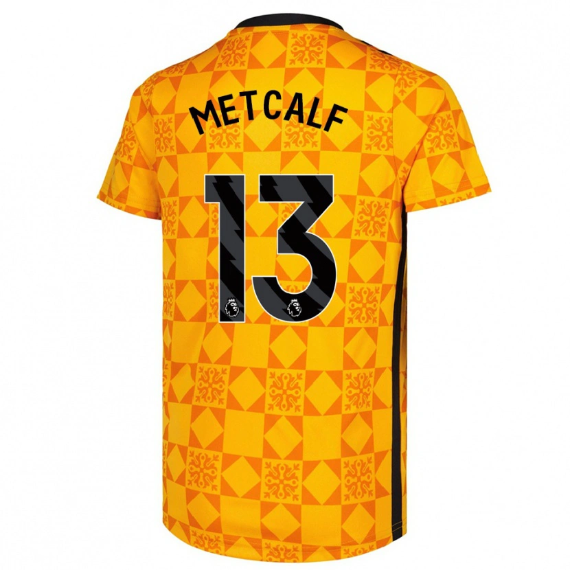 Danxen Niño Camiseta Ben Metcalf #13 Amarillo Negro Portero Equipación 2025/26 La Camisa México