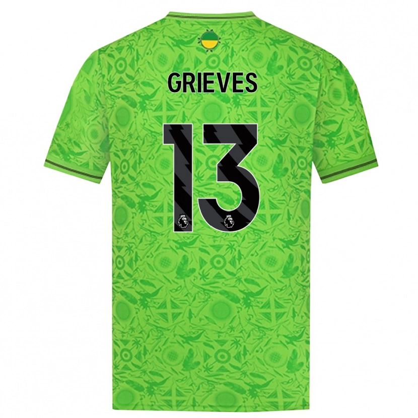 Danxen Niño Camiseta Xander Grieves #13 Verde Negro Portero Equipación 2025/26 La Camisa México