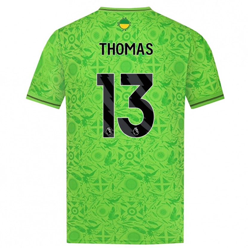 Danxen Niño Camiseta Bec Thomas #13 Verde Negro Portero Equipación 2025/26 La Camisa México