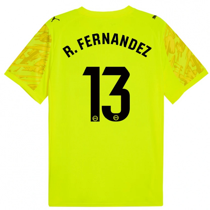 Danxen Niño Camiseta Raúl Fernández #13 Amarillo Negro Portero Equipación 2025/26 La Camisa México