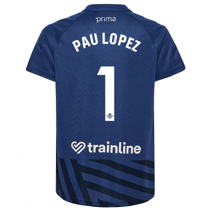 Danxen Niño Camiseta Pau López #1 Azul Real Blanco Portero Equipación 2025/26 La Camisa México