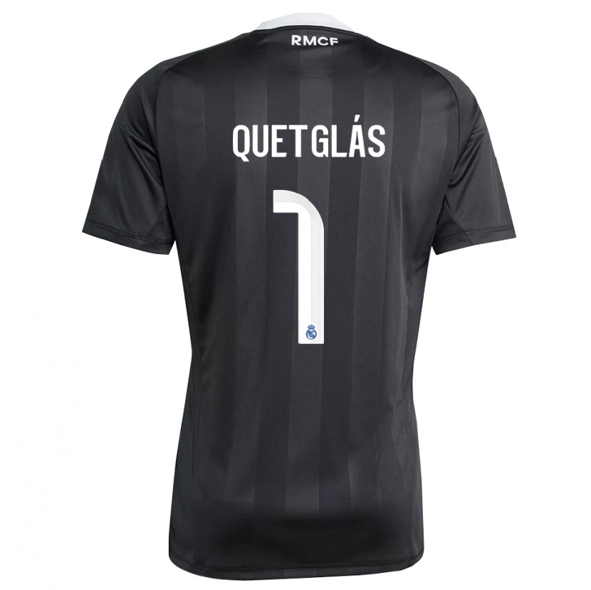 Danxen Niño Camiseta Ferran Quetglás #1 Negro Blanco Portero Equipación 2025/26 La Camisa México