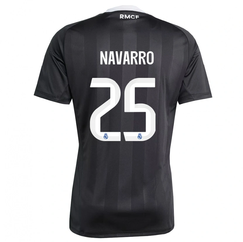 Danxen Niño Camiseta Javier Navarro #25 Negro Blanco Portero Equipación 2025/26 La Camisa México