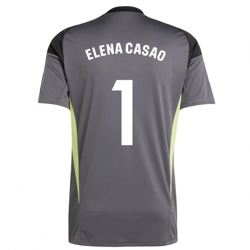 Danxen Niño Camiseta Elena Casao López #1 Gris Oscuro Negro Portero Equipación 2025/26 La Camisa México