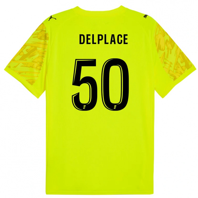 Danxen Niño Camiseta Adam Delplace #50 Verde Fluorescente Negro Portero Equipación 2025/26 La Camisa México