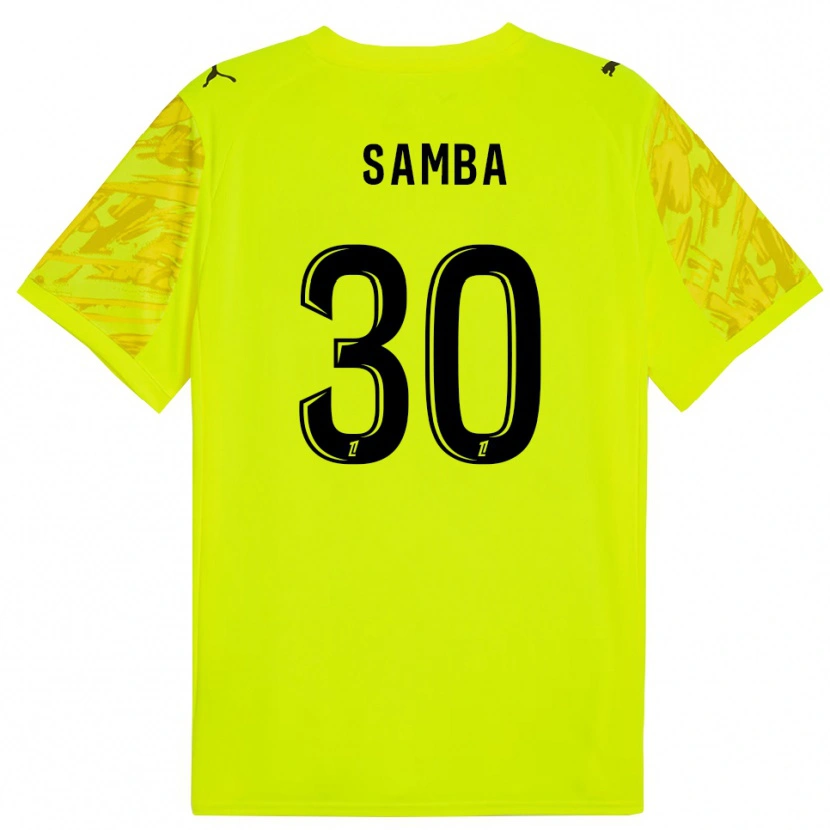 Danxen Niño Camiseta Brice Samba #30 Verde Fluorescente Amarillo Portero Equipación 2025/26 La Camisa México