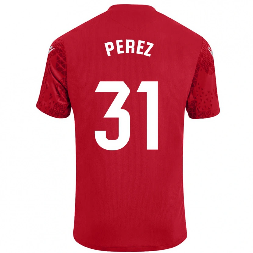 Danxen Niño Camiseta Ángel Pérez #31 Rojo Blanco Portero Equipación 2025/26 La Camisa México