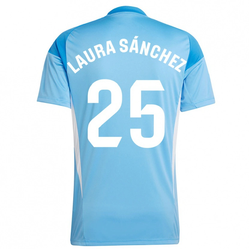 Danxen Niño Camiseta Laura Sánchez Comuñas #25 Blanco Azul Cielo Portero Equipación 2025/26 La Camisa México