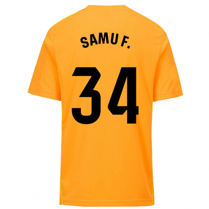 Danxen Niño Camiseta Samu Fernández #34 Naranja Negro Portero Equipación 2025/26 La Camisa México