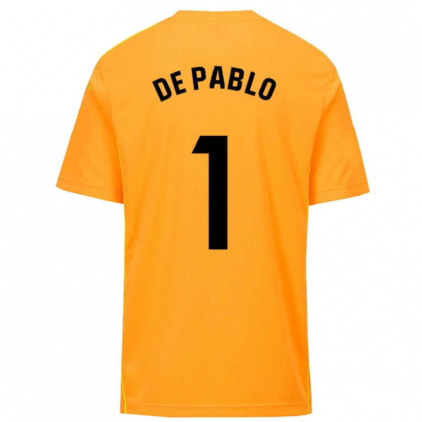 Danxen Niño Camiseta Álvaro de Pablo #1 Naranja Negro Portero Equipación 2025/26 La Camisa México