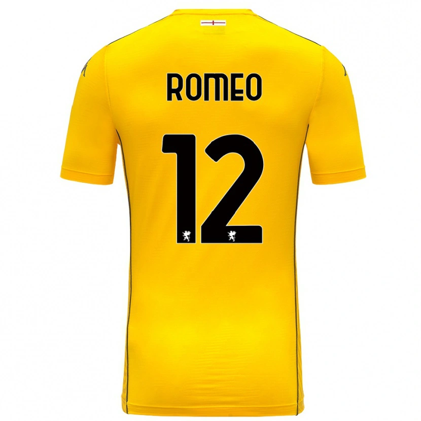Danxen Niño Camiseta Emanuele Romeo #12 Amarillo Oscuro Negro Portero Equipación 2025/26 La Camisa México