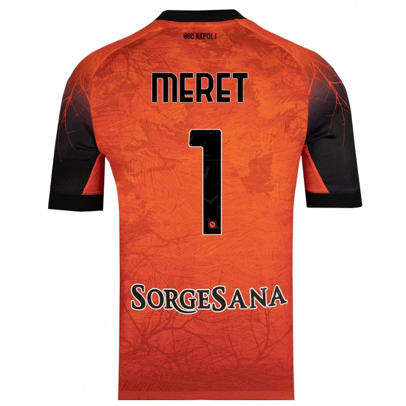 Danxen Niño Camiseta Alex Meret #1 Naranja Rojo Negro Portero Equipación 2025/26 La Camisa México