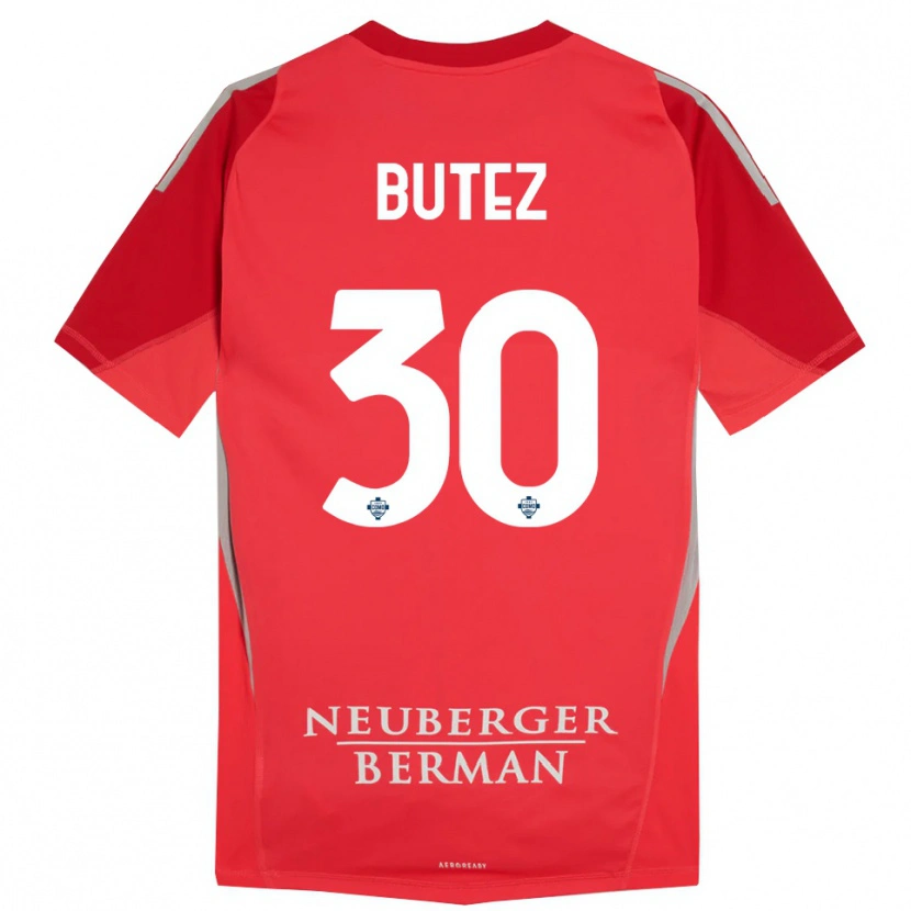 Danxen Niño Camiseta Jean Butez #30 Rojo Gris Portero Equipación 2025/26 La Camisa México