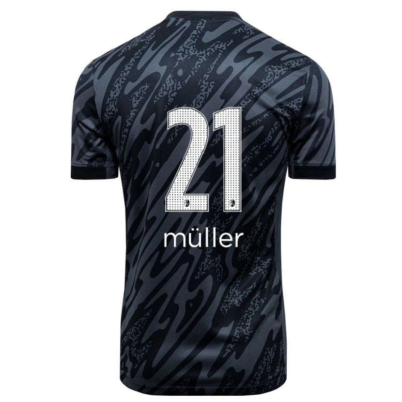 Danxen Niño Camiseta Florian Müller #21 Negro Blanco Portero Equipación 2025/26 La Camisa México