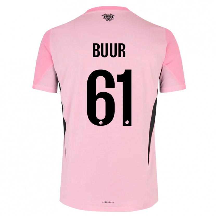 Danxen Niño Camiseta Oscar Buur #61 Negro Rosa Portero Equipación 2025/26 La Camisa México