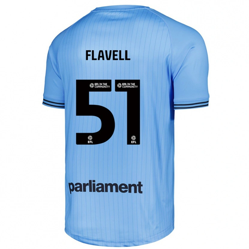 Danxen Hombre Camiseta Kieren Flavell #51 Azul Claro Cielo Portero Equipación 2025/26 La Camisa México