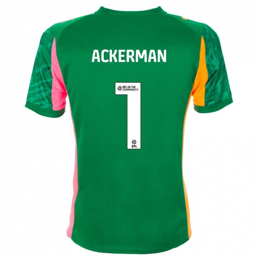 Danxen Hombre Camiseta Emily Ackerman #1 Naranja Verde Portero Equipación 2025/26 La Camisa México