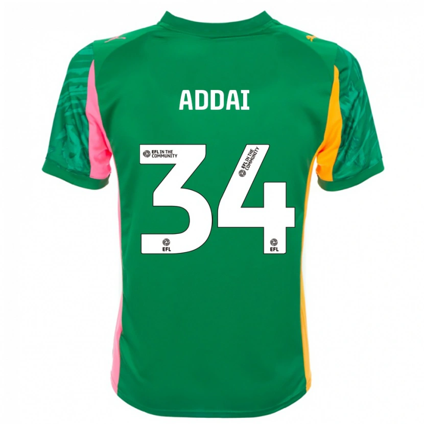 Danxen Hombre Camiseta Corey Addai #34 Verde Rosa Blanco Portero Equipación 2025/26 La Camisa México