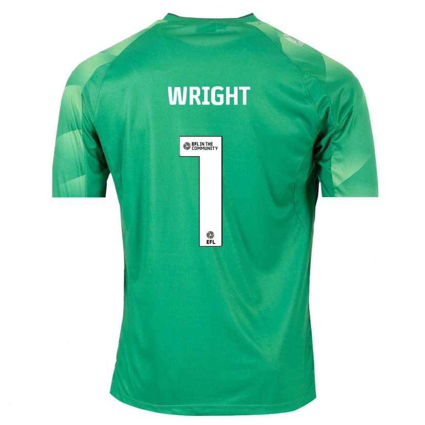 Danxen Hombre Camiseta Joe Wright #1 Verde Blanco Portero Equipación 2025/26 La Camisa México